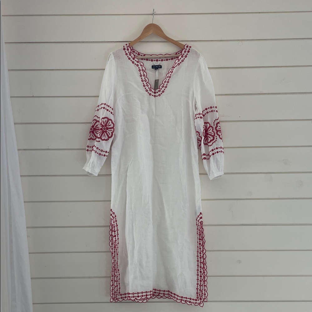 J.Crew Linen Embroidered Caftan size S